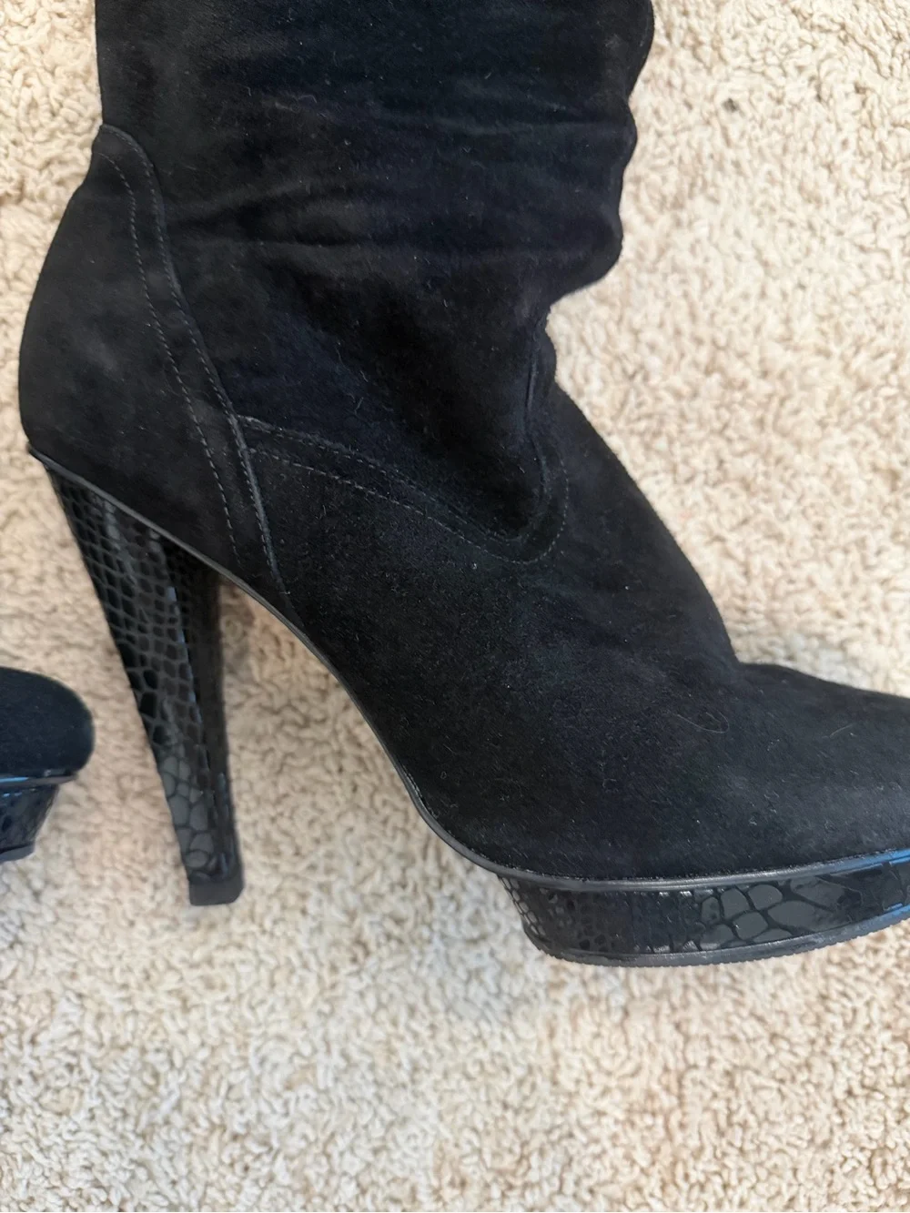 Bakers Black Suede Over-the-Knee Platform Stiletto Boots Size 10